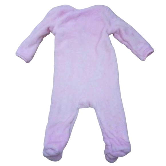 Absorba Super Soft Pink Velour Zippered Footed Onesie - Picture 2 of 7